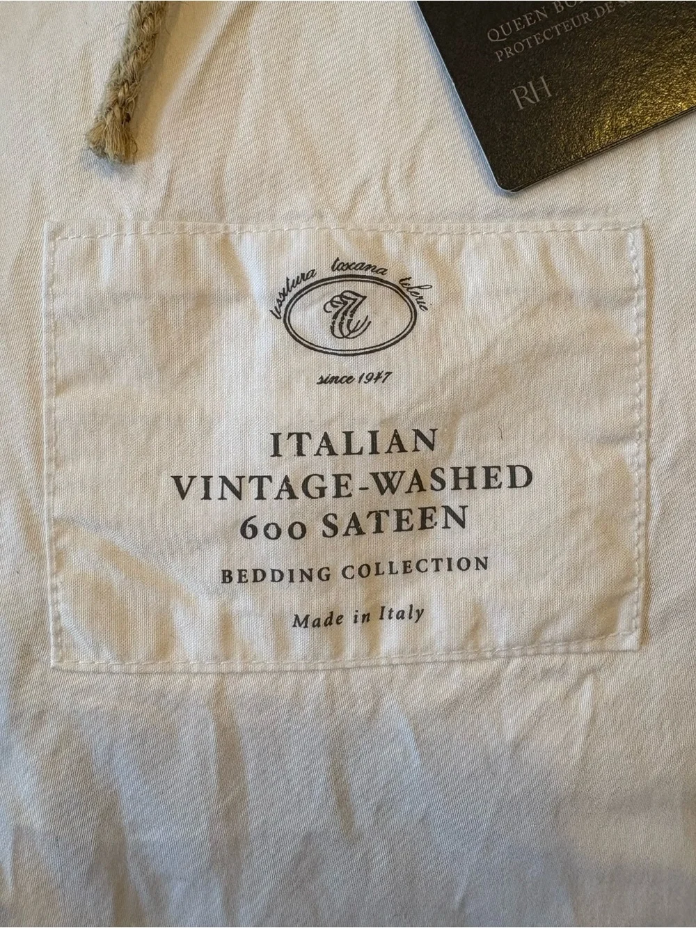 Restoration Hardware || Italian Vintage-Washed Sateen Box Spring Cover Queen NWT